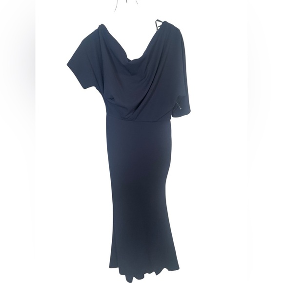 BETSY ADAM MADELINE" LONG SCUBA CREPE OFF THE SHOULDER DROP DRESS SIZE 6 B1586 - Picture 4 of 6